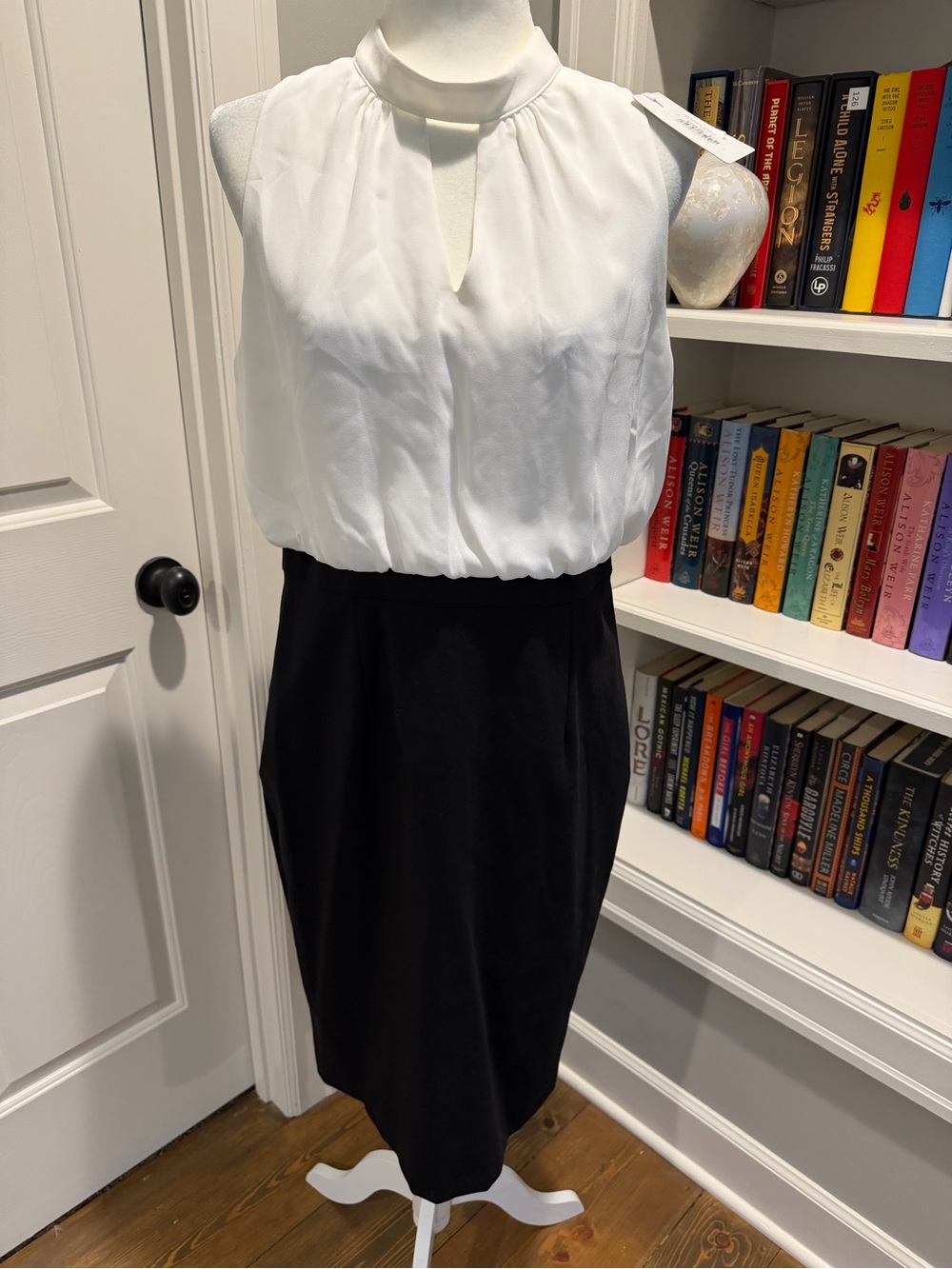 Ted Baker White and Black Sleeveless Two-Tone Midi Dress